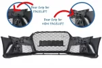 Bara Fata compatibil cu Audi A6 4G RS6 Design (2011-2015) cu Grile - imagine 4